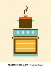 Kitchen design over beige background, vector illustration