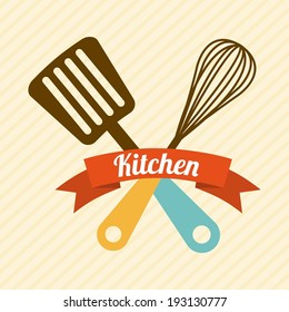 Kitchen design over beige background, vector illustration