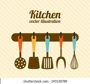 Kitchen design over beige background, vector illustration