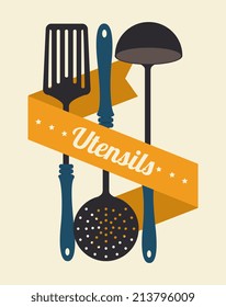 Kitchen design over beige background, vector illustration