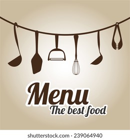 Kitchen design over beige background, vector illustration.
