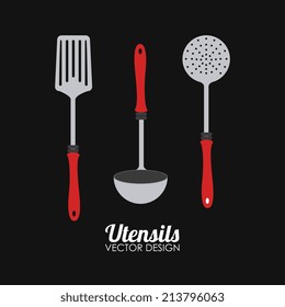 Kitchen design over black background, vector illustration