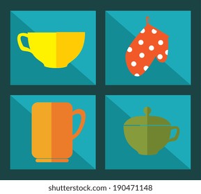 kitchen design over blue background, vector illustration