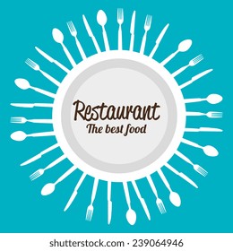 Kitchen design over blue background, vector illustration.