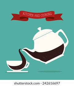 Kitchen design over blue background, vector illustration.