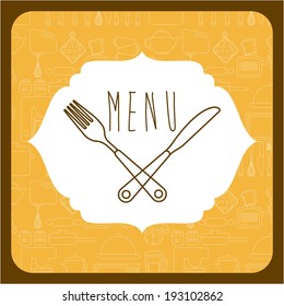 Kitchen design over brown background, vector illustration