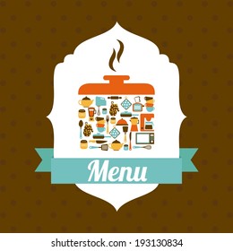 Kitchen design over brown background, vector illustration