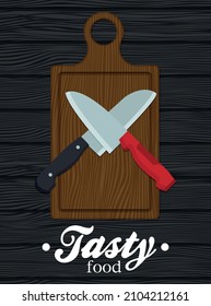 Kitchen design over color background, flat vector illustration