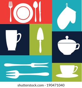 kitchen design over colorful background, vector illustration