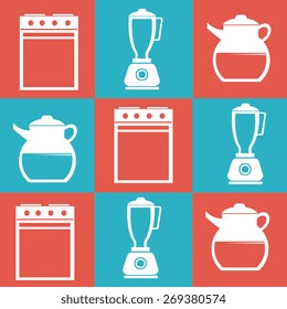 Kitchen design over colorful background, vector illustration.