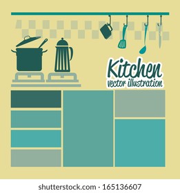 kitchen design over cream  background vector illustration