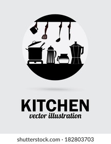 Kitchen design over gray background, vector illustration