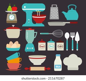 Kitchen design over gray background, vector illustration