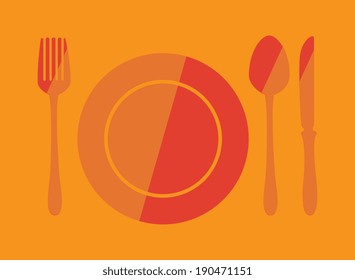 kitchen design over orange background, vector illustration
