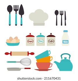 Kitchen design over white background, vector illustration