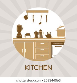 Kitchen design over white background, vector illustration.