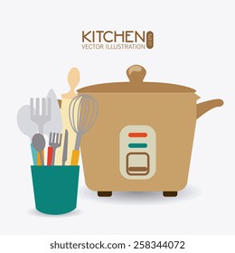 Kitchen design over white background, vector illustration.