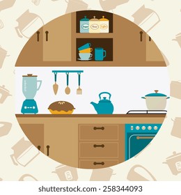 Kitchen design over white background, vector illustration.