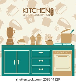 Kitchen design over white background, vector illustration.