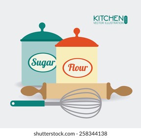Kitchen design over white background, vector illustration.