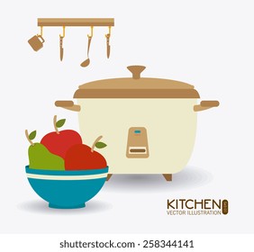Kitchen design over white background, vector illustration.