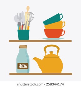 Kitchen design over white background, vector illustration.