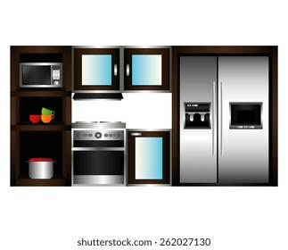 Kitchen design over white background, vector illustration.