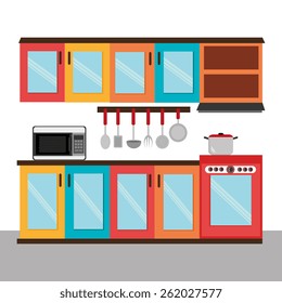 Kitchen design over white background, vector illustration.