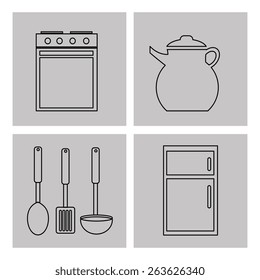 Kitchen design over white background, vector illustration.