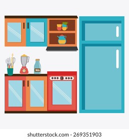 Kitchen design over white background, vector illustration.