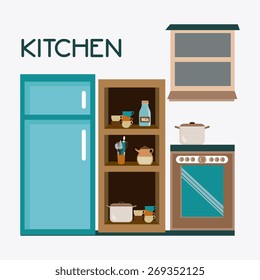 Kitchen design over white background, vector illustration.