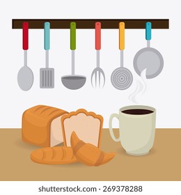 Kitchen design over white background, vector illustration.