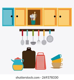 Kitchen design over white background, vector illustration.