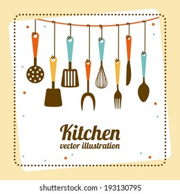 Kitchen design over yellow background, vector illustration