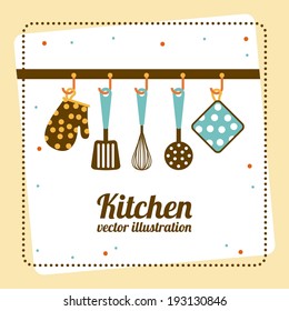 Kitchen design over yellow background, vector illustration