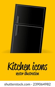 Kitchen design over yellow background, vector illustration.