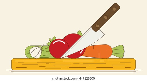 Kitchen design in retro style, vector illustration