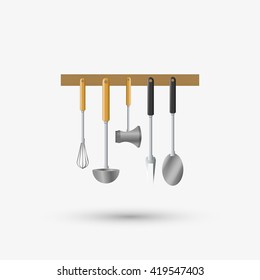 Kitchen design. Supplies icon. White background, vector illustration