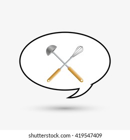 Kitchen design. Supplies icon. White background, vector illustration