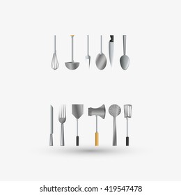 Kitchen design. Supplies icon. White background, vector illustration