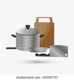 Kitchen design. Supplies icon. White background, vector illustration