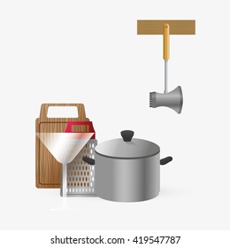Kitchen design. Supplies icon. White background, vector illustration