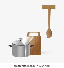 Kitchen design. Supplies icon. White background, vector illustration