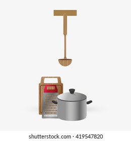 Kitchen design. Supplies icon. White background, vector illustration