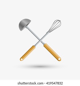 Kitchen design. Supplies icon. White background, vector illustration