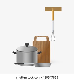 Kitchen design. Supplies icon. White background, vector illustration