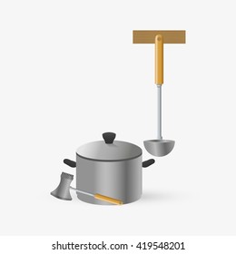 Kitchen design. Supplies icon. White background, vector illustration