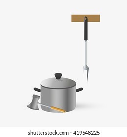 Kitchen design. Supplies icon. White background, vector illustration