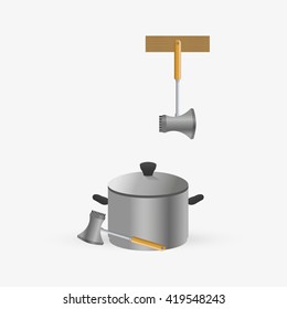 Kitchen design. Supplies icon. White background, vector illustration