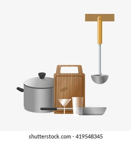 Kitchen design. Supplies icon. White background, vector illustration